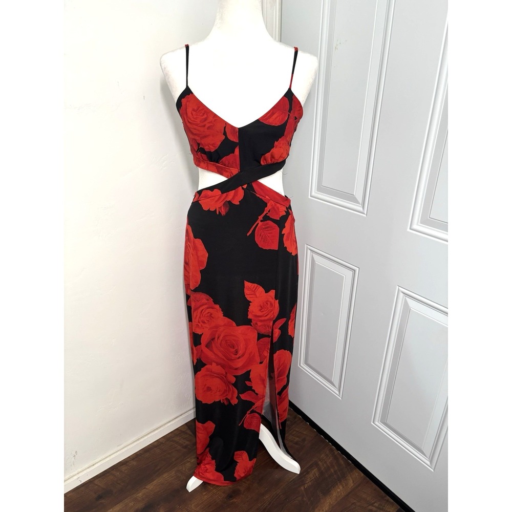 Sieversute Dress Women Meidum Y2K 90s Rose Print Vintage Fairy Grunge Retro Sexy